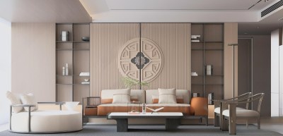 新中式客餐厅3D模型下载